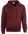 GD58 18600 Heavy Full Zip Hooded Sweat Maroon colour image